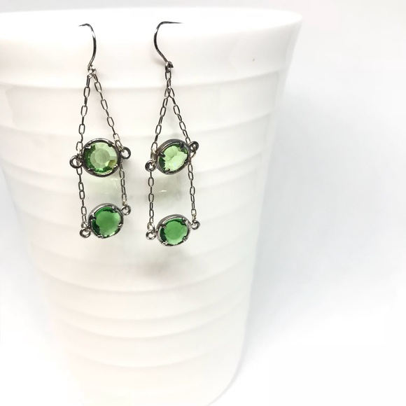 Jewelry - Green glass chandelier earrings